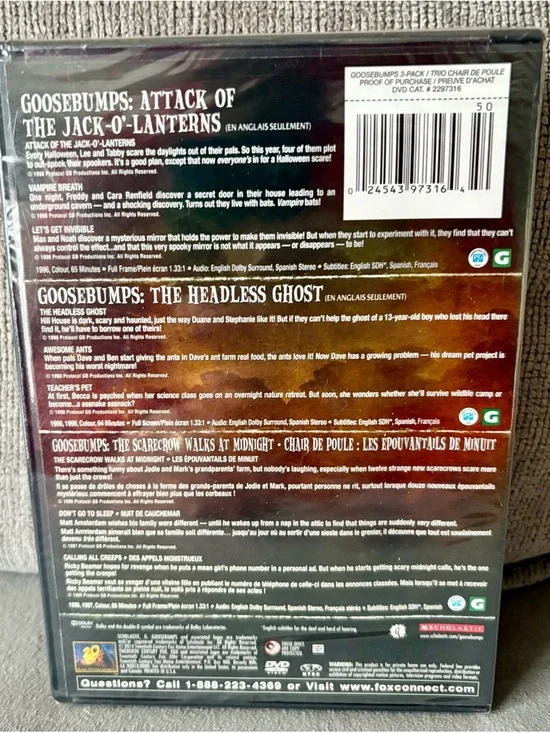 Goosebumps 3-Pack Thriller DVD Attack Jack-O, Headless Ghost, Scarecrow SEALED!! - Picture 2 of 4